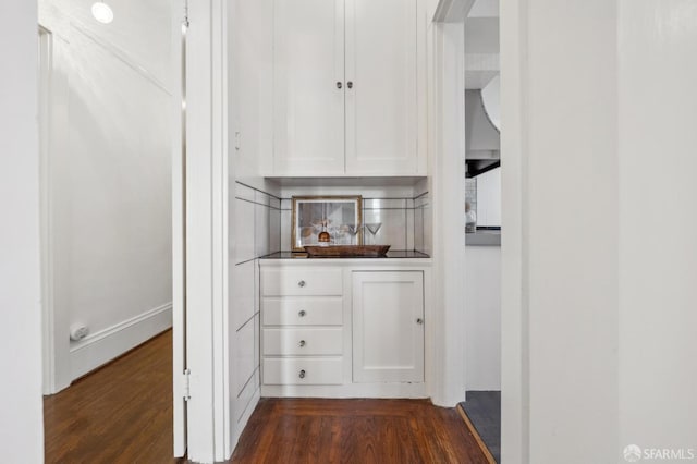 interior space featuring dark wood-type flooring