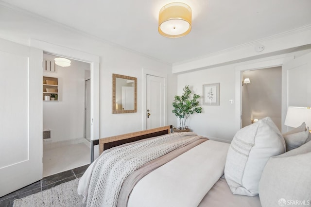 bedroom with ornamental molding