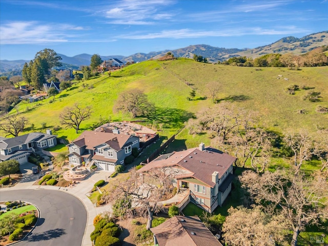 drone / aerial view with a mountain view