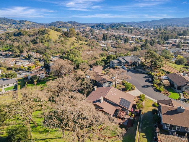 aerial view with a mountain view