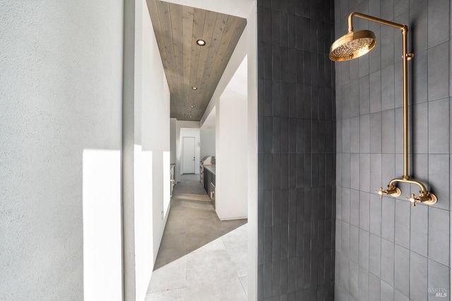corridor featuring wood ceiling
