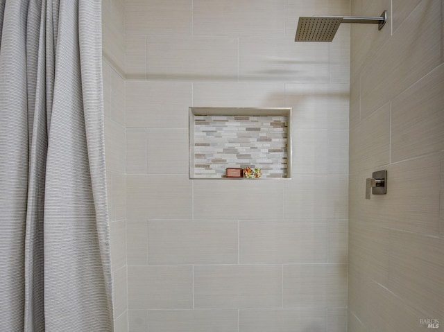 details with a shower with curtain