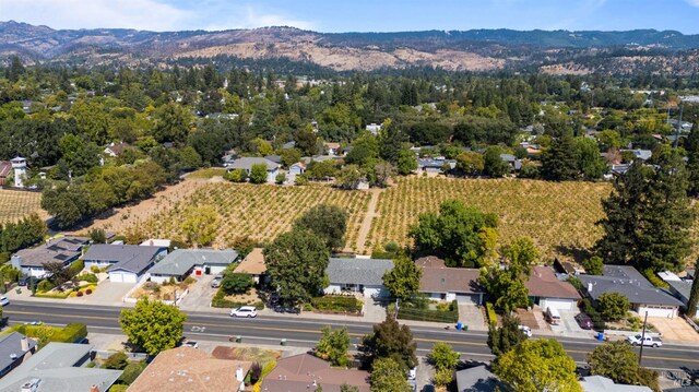 birds eye view of property with a mountain view