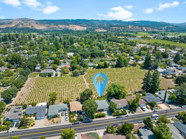 bird's eye view featuring a mountain view