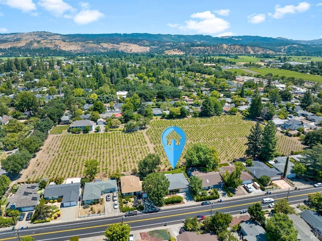 bird's eye view with a mountain view