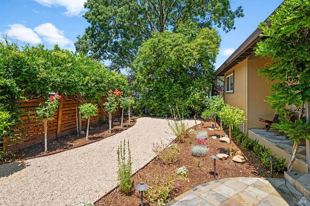 view of yard with a patio area and fence