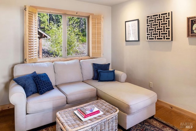 living room with hardwood / wood-style floors