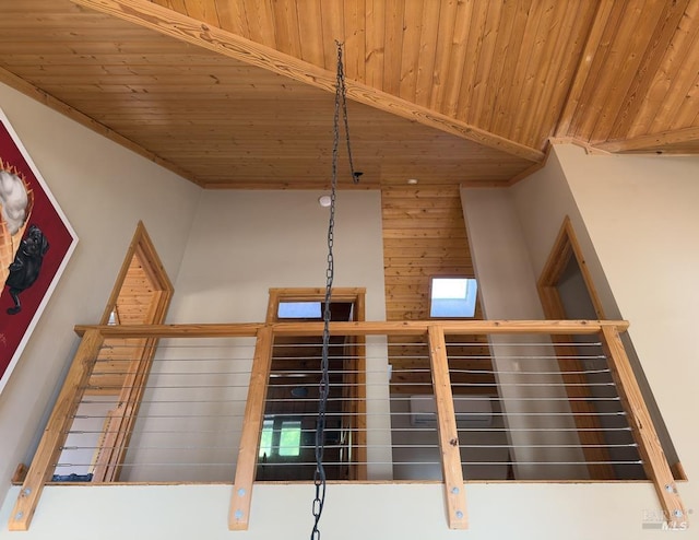 details with wooden ceiling and beamed ceiling