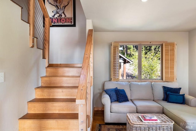 40695 Roseman Creek Rd, Gualala, CA 95445 - stairway featuring wood finished floors