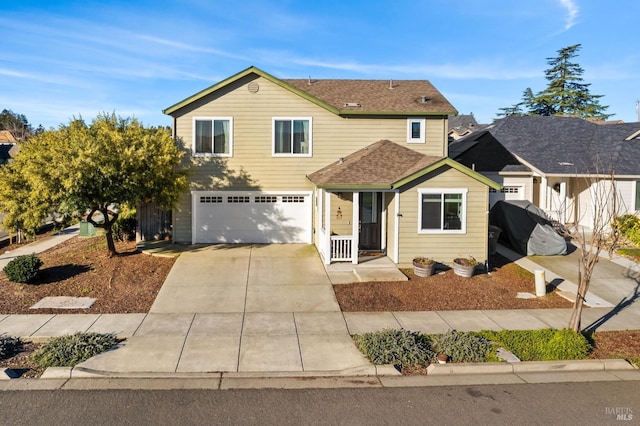 view of front property with a garage