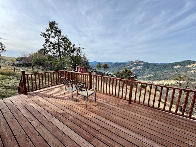 deck with a mountain view