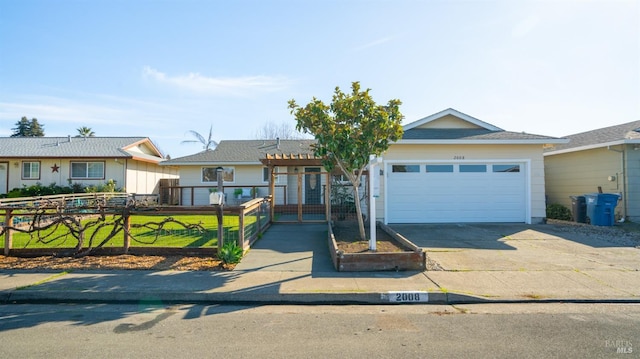 single story home with a garage