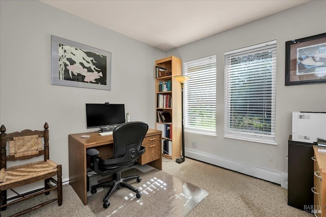 view of carpeted office space