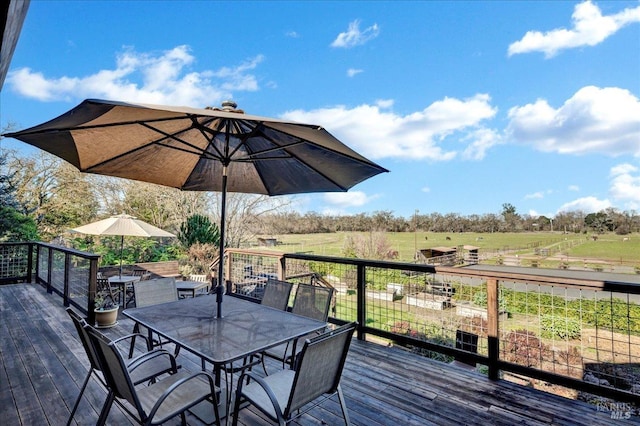 deck with a rural view