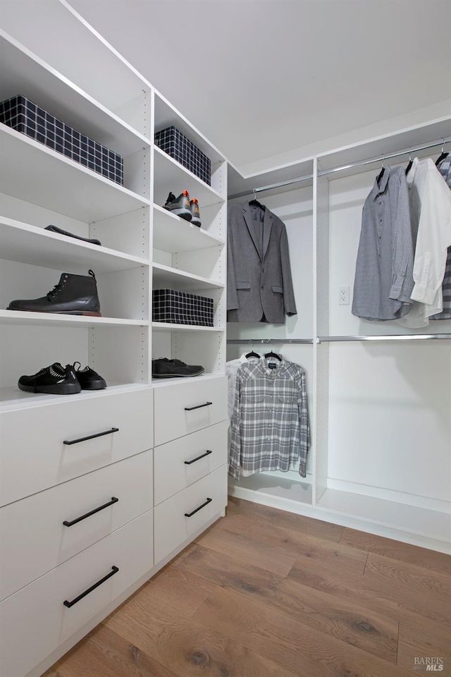 spacious closet with hardwood / wood-style floors