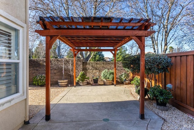 view of patio with a pergola