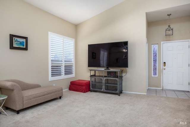 sitting room with carpet flooring