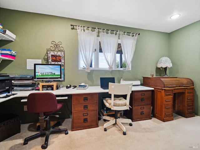 office area with light colored carpet