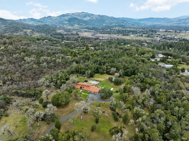 aerial view featuring a mountain view