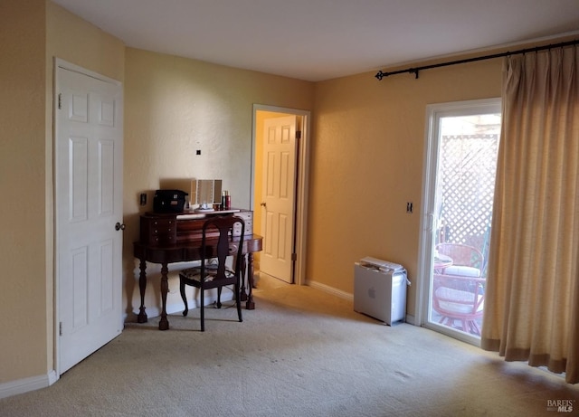 misc room with light colored carpet