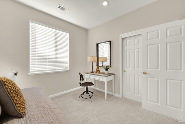 office space with light carpet