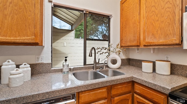kitchen featuring dishwashing machine and sink