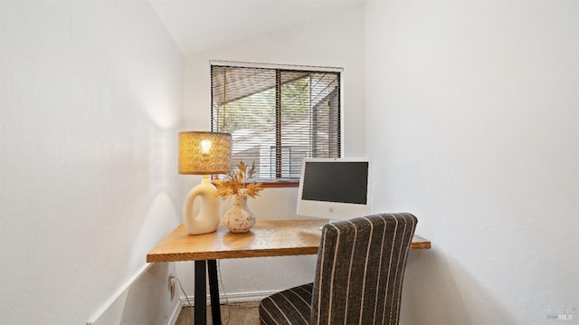office featuring vaulted ceiling