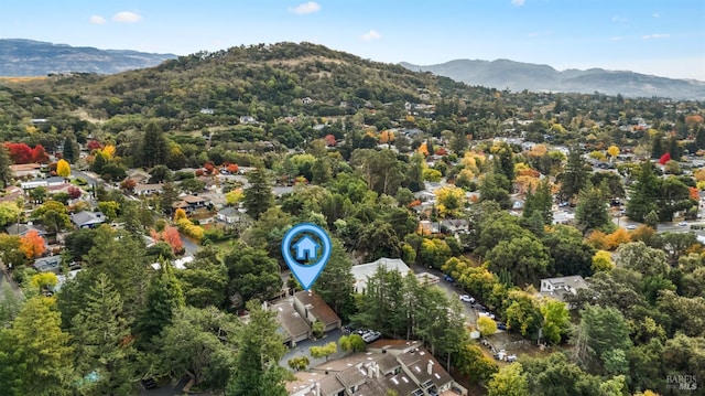 bird's eye view featuring a mountain view