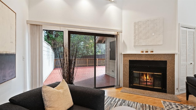 living room featuring wood-type flooring