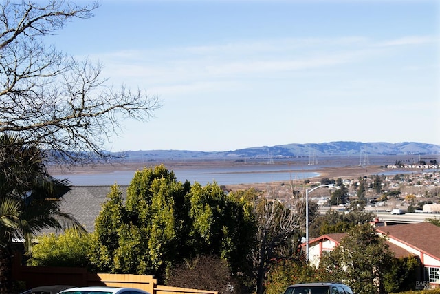 property view of water featuring a mountain view