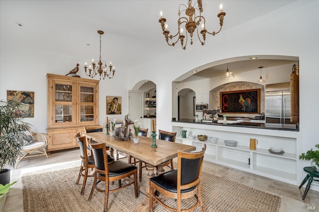 dining area with a chandelier