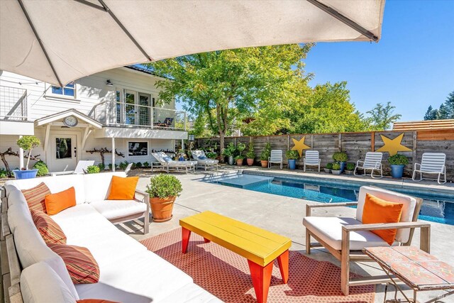 interior space with an outdoor hangout area