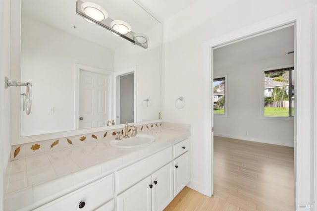 bathroom featuring wood-type flooring and vanity