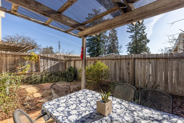 view of patio / terrace featuring a pergola