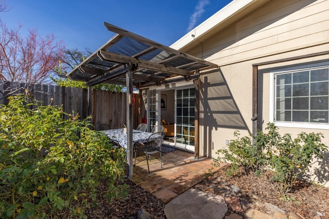 exterior space with a pergola