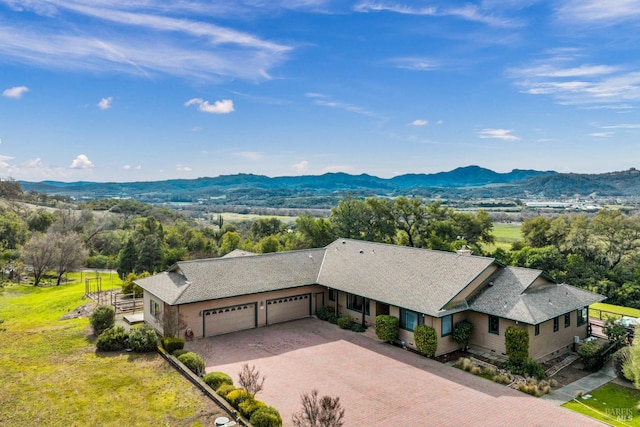 aerial view with a mountain view