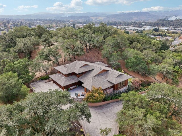 aerial view with a mountain view