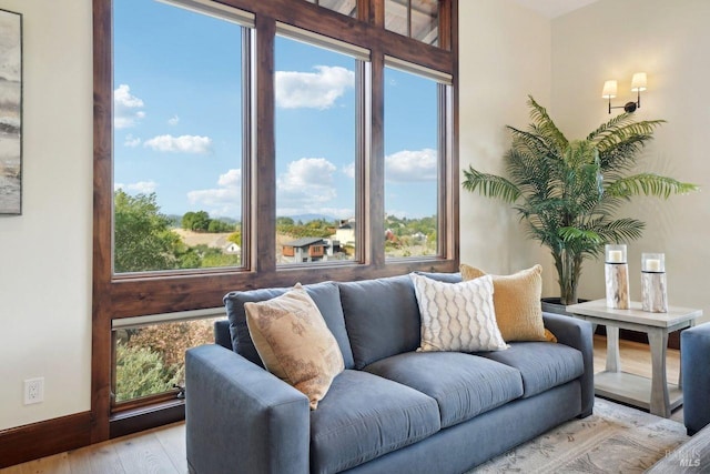 living area featuring light wood-style floors