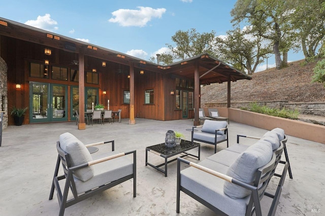 view of patio / terrace with french doors and outdoor lounge area