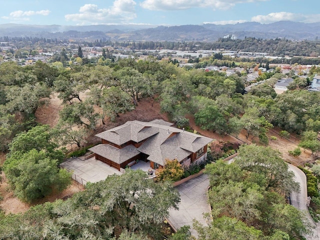 bird's eye view featuring a mountain view