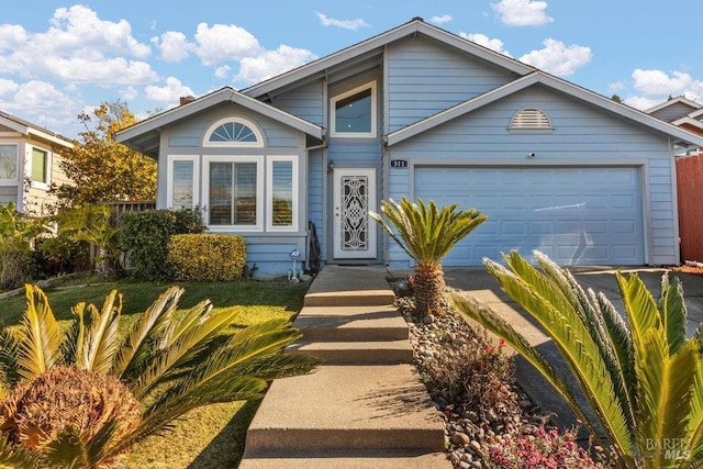 view of front of house with a garage