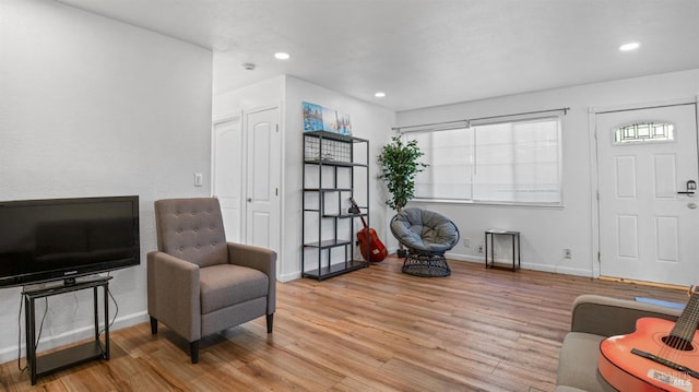 sitting room featuring light hardwood / wood-style floors