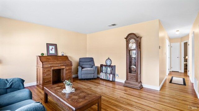 living room with light wood-type flooring