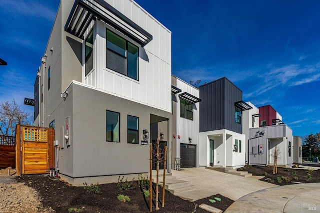 exterior space with a garage