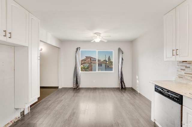 interior space featuring ceiling fan and light wood-style flooring