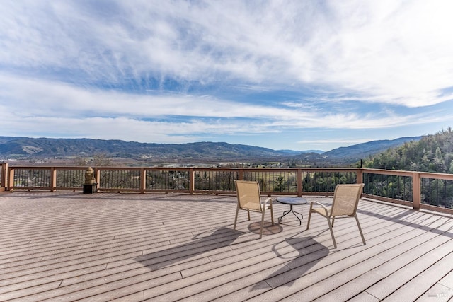 deck with a mountain view