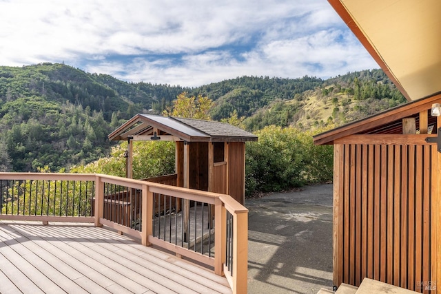 deck featuring a mountain view