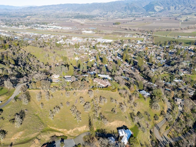 birds eye view of property with a mountain view