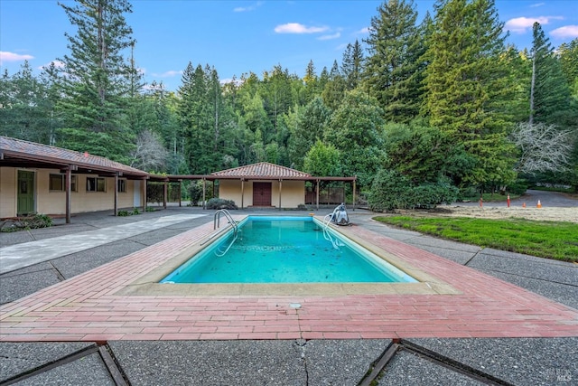 view of swimming pool featuring a patio area