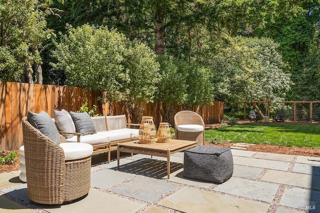 view of patio featuring an outdoor living space